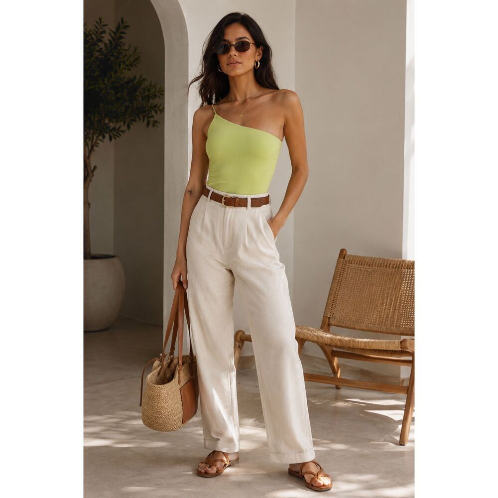 Good American 90s Good Touch One Shoulder Bodysuit Size 2 in a Key Lime Summer